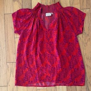 Rungolee | Elegant Red and Purple Women's Blouse | SILK | size XXS